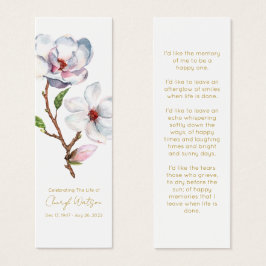 Eenvoudige Magnolia Rouwherdenkingsbladwijzer Mini Visitekaartjes