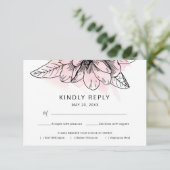 Eenvoudige Magnolia Roze Waterverf Maaltijdkeuze RSVP Kaartje (Staand voorkant)