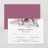 Eenvoudige Magnolia Roze Waterverf Maaltijdkeuze RSVP Kaartje (Voorkant / Achterkant)