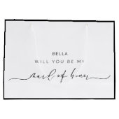 Eenvoudige Maid of Honor-voorstel zwart en wit Groot Cadeauzakje (Achterkant)