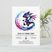 Eenvoudige Majestic Dragon Digitale Meisje Verjaar Kaart (Staand voorkant)