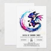 Eenvoudige Majestic Dragon Digitale Meisje Verjaar Kaart (Voorkant / Achterkant)