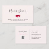 Eenvoudige make-up artist Chic Pink Lips en QR-cod Visitekaartje (Voorkant / Achterkant)