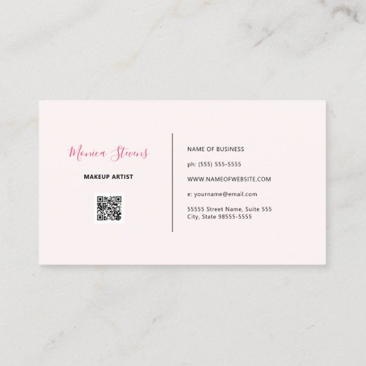 Eenvoudige make-up artist met wimpers en wenkbrauw visitekaartje (Achterkant)