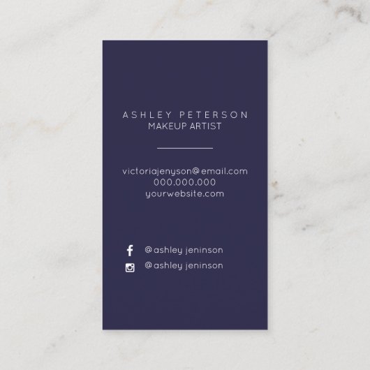 Eenvoudige make-upfotografie met minimale typograf visitekaartje (Achterkant)