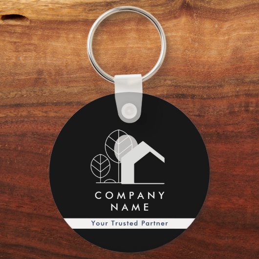 Eenvoudige makelaar Zwart-wit QR-code Sleutelhanger (Voorkant)