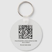 Eenvoudige makelaar Zwart-wit QR-code Sleutelhanger (Achterkant)