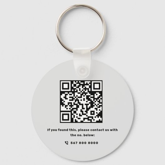 Eenvoudige makelaar Zwart-wit QR-code Sleutelhanger (Achterkant)