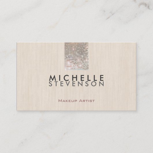 Eenvoudige Makeup Artist Moderne Chic Faux Sequin Visitekaartje (Voorkant)