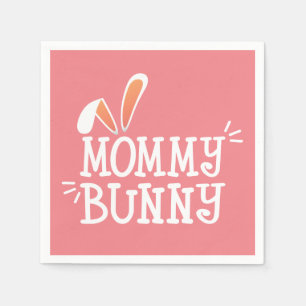 Eenvoudige mammie Bunny Easter Typograaf Papier Servet