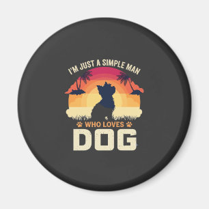 Eenvoudige Man Die Hond Lief Silhouet Zonsondergan Magneet