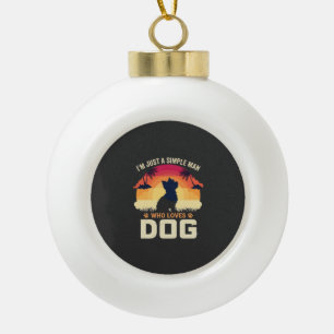 Eenvoudige Man Die Hond Liefhebber Silhouet Zonson Keramische Bal Ornament