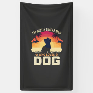 Eenvoudige Man Die Hond Liefhebber Silhouet Zonson Spandoek