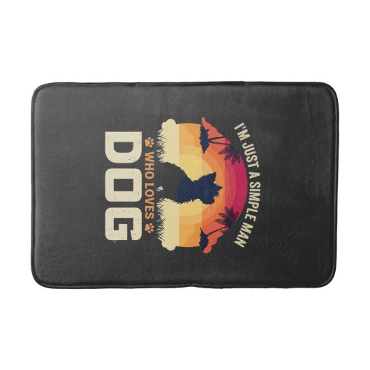 Eenvoudige Man Die Hond Liefheeft Silhouet Zonsond Badmat (Voorkant)