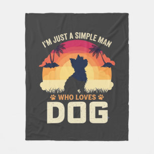 Eenvoudige Man Die Hond Liefheeft Silhouet Zonsond Fleece Deken