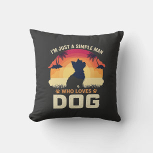 Eenvoudige Man Die Hond Silhouet Zonsondergang Pal Kussen