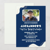 Eenvoudige Mannen Foto 79e verjaardag uitnodiginge Kaart (Voorkant / Achterkant)