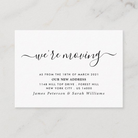 Eenvoudige Manuscript Verandering van Adres Informatiekaartje (Voorkant)