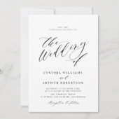 eenvoudige manuscript zwarte en witte trouwuitnodi kaart (Voorkant)