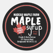 Eenvoudige Maple Syrup Jar of Jug Label met Rood B (Voorkant)