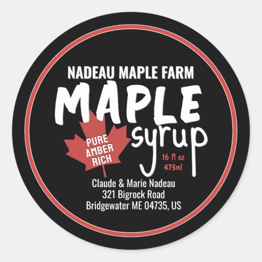 Eenvoudige Maple Syrup Jar of Jug Label met Rood B (Voorkant)