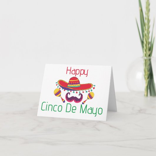 Eenvoudige maracas en hoed cinco de mayo groet kaart (Voorkant)