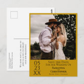 Eenvoudige Marigold Wedding Save the Date Foto Briefkaart (Voorkant / Achterkant)