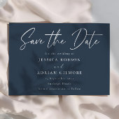 Eenvoudige Marine Blauw Minimal Modern Wedding Save The Date
