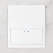 Eenvoudige Marine Blauw Monogram Elegante Huwelijk Plaatskaartje (Buitenkant ongevouwen)