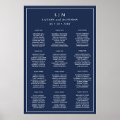 Eenvoudige Marine Blauw Monogram Elegante Huwelijk Poster (Voorkant)