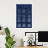 Eenvoudige Marine Blauw Monogram Elegante Huwelijk Poster (Thuiskantoor)