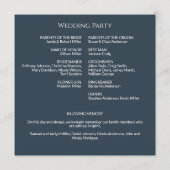 Eenvoudige Marine Blauw Monogram Huwelijksceremoni Programmakaart (Achterkant)