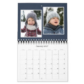 Eenvoudige marine blauw visgraat tweed klassieke f kalender (Jan 2027)