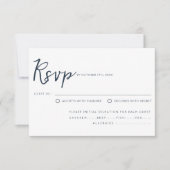 Eenvoudige marine blauwe kalligrafie maaltijd keuz RSVP kaartje (Voorkant)