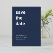 Eenvoudige marine Blue Save the Date Folie Invitat Uitnodiging (Staand Voorkant)