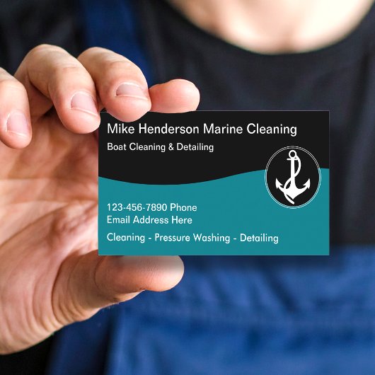 Eenvoudige Marine Boat Cleaning Visitekaartjes