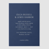Eenvoudige marine en crème moderne bruiloft vellum uitnodigingen (Voorkant)