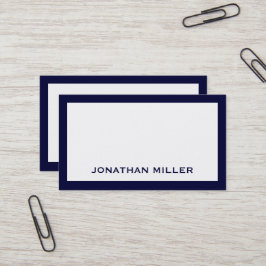 Eenvoudige marine en witte Typografische Visitekaartje