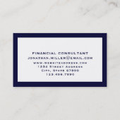 Eenvoudige marine en witte Typografische Visitekaartje (Achterkant)