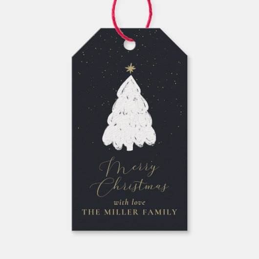 Eenvoudige marine kerstboom cadeau label cadeaulabel (Voorkant)