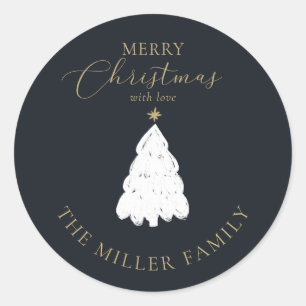 Eenvoudige marine kerstboom sticker. ronde sticker