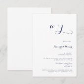 Eenvoudige marine monogram repetitie diner uitnodi kaart (Voorkant / Achterkant)