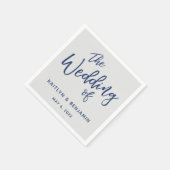 Eenvoudige marine op grijze typografie De bruiloft Servet (Hoek)