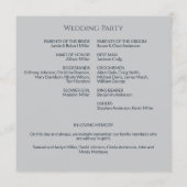 Eenvoudige Marine & Staal Grijs Monogram Huwelijks Programmakaart (Achterkant)