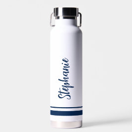 Eenvoudige Marine Strepen Witte Trouwwaterfles Waterfles