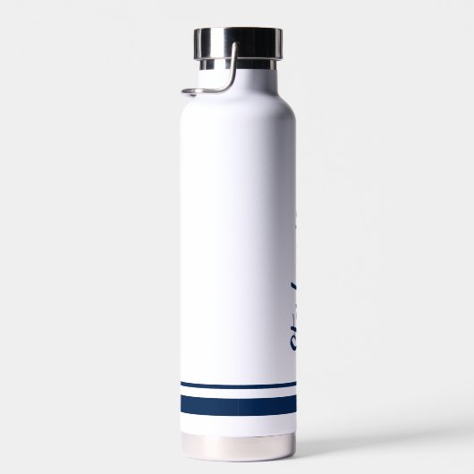 Eenvoudige Marine Strepen Witte Trouwwaterfles Waterfles (Rechts)