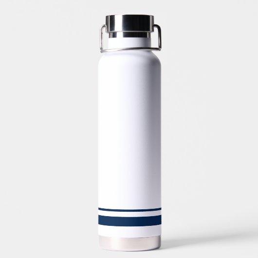 Eenvoudige Marine Strepen Witte Trouwwaterfles Waterfles (Achterkant)