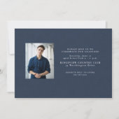 Eenvoudige marine tweed lijst classic foto afstude aankondiging (Achterkant)