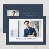 Eenvoudige marine tweed lijst classic foto afstude aankondiging (Voorkant / Achterkant)