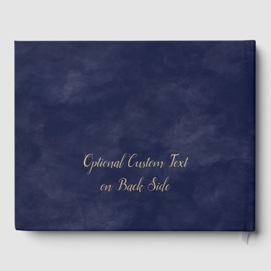 Eenvoudige Marine Waterverf & Gouden Bruiloft Mono Gastenboek (Achterkant)